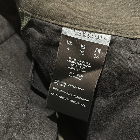 Liverpool Harper Ponte bootcut pant, size 4/size 27, olive green - Picture 4 of 4